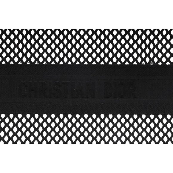 Christian Dior Womens Mens Book Tote Bag Large Black Logo Woven Mesh Canvas - Picture 3 of 12